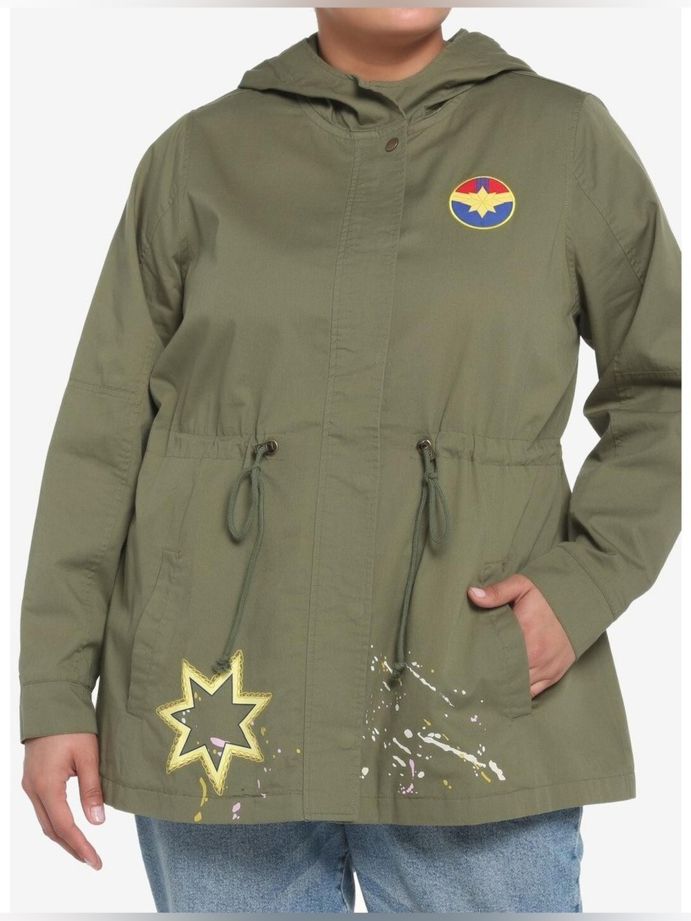 Her Universe Disney Ms. Marvel Patch Anorak Jacket NWT Size 4x green